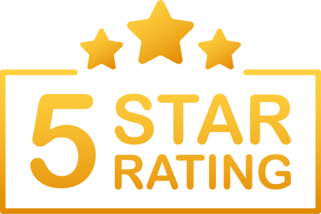 5 star rating. Badge